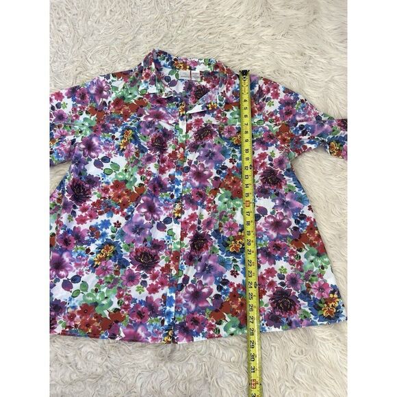 Roamans Vintage Button Up Womens Blouse Plus Size 22W Pink Purple Floral Print - Picture 4 of 10